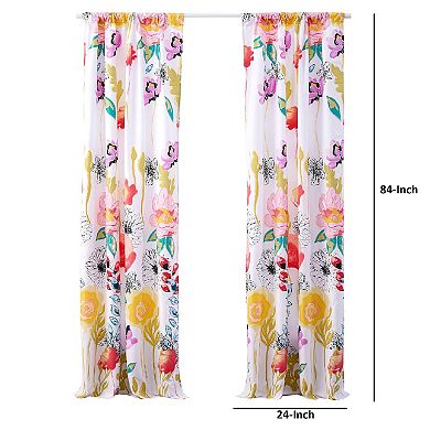 Minsk 84 Inch Window Panel Curtains, Bright Flower Patterns, Vibrant Colors