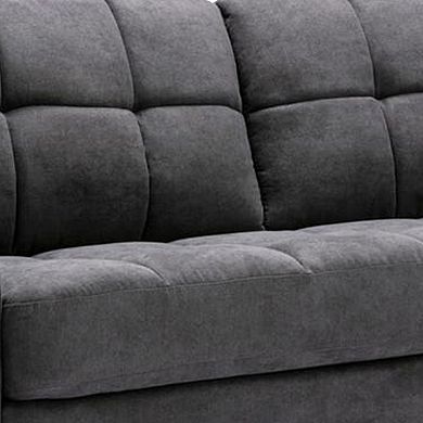 Odin 79 Inch Modern Sofa with Tufted Cushioning, Black Frame, Gray Linen