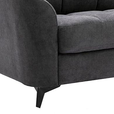 Odin 79 Inch Modern Sofa with Tufted Cushioning, Black Frame, Gray Linen