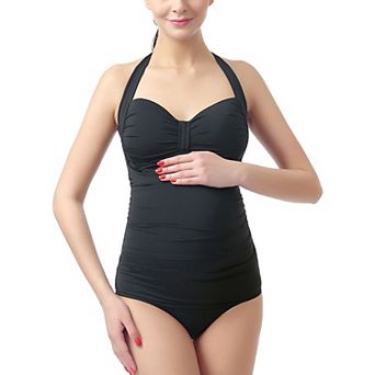 Maternity Glow & Grow UPF 50+ One Piece Halter Swimsuit