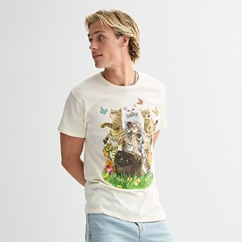 Men's Cats And Butterflies Graphic Tee