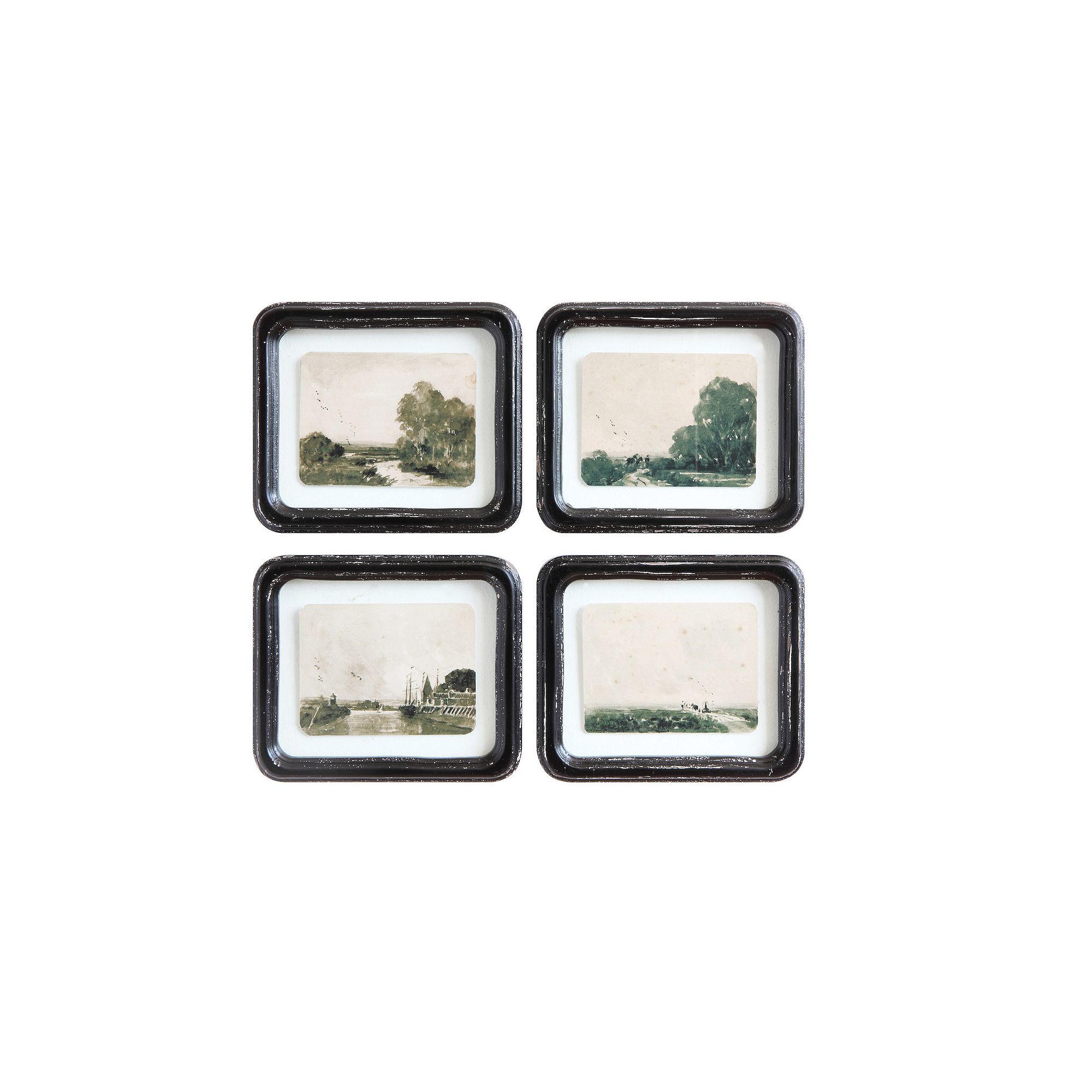 Storied Home 4-Piece Wood Framed Floating Landscape Wall Decor Set, Multi N