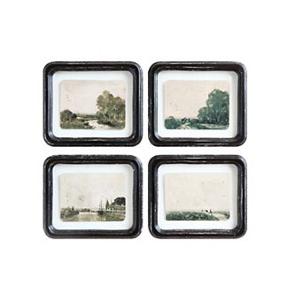 Storied Home 4 pc Wood Framed Floating Landscape Wall Decor Set