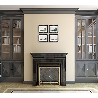 Storied Home 4-Piece Wood Framed Floating Landscape Wall Decor Set