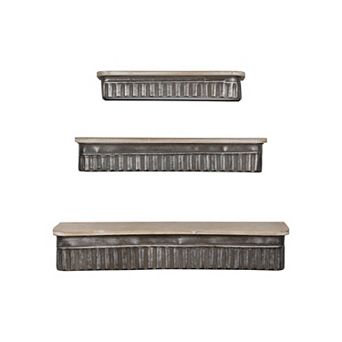 Storied Home 3 pc Metal & Wood Hanging Wall Shelves Set