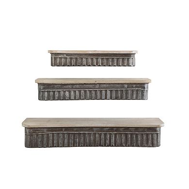 Storied Home 3-Piece Metal & Wood Hanging Wall Shelves Set