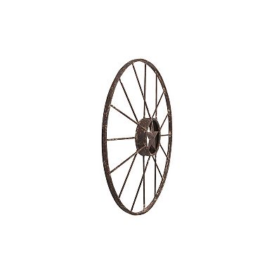 Storied Home Metal Wagon Wheel with Star Wall Decor