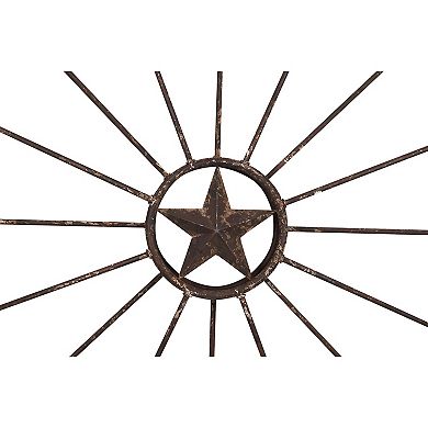 Storied Home Metal Wagon Wheel with Star Wall Decor