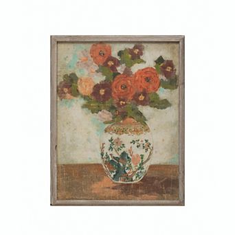 Storied Home Wood Framed Flowers in Vase Portrait Wall Decor