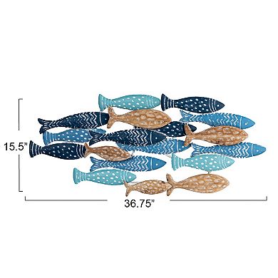 Storied Home Hand-stamped Metal School of Fish Wall Decor