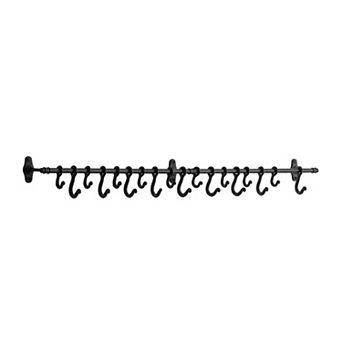 Storied Home Decorative Forged Metal Wall Rod with 18 Hooks
