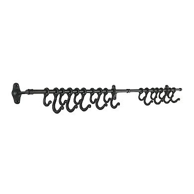 Storied Home Decorative Forged Metal Wall Rod with 18 Hooks