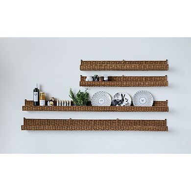 Storied Home Handwoven Rattan Wall Shelf