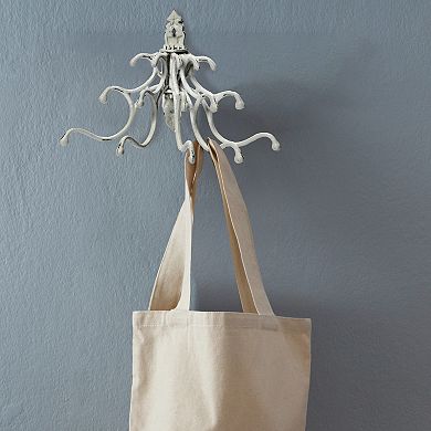 Storied Home Antique Decorative Cast Iron Multi-Hook Wall Hanger with 15 Hooks