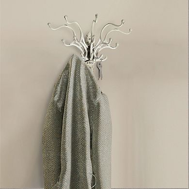 Storied Home Antique Decorative Cast Iron Multi-Hook Wall Hanger with 15 Hooks