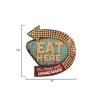 Storied Home Metal "Eat Here" Retro Wall Decor