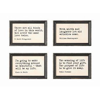 Storied Home 4 pc Wood Framed Quotes Wall Decor Set