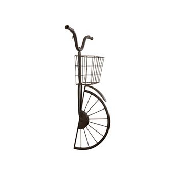 Storied Home Distressed Rust Bike Shaped Metal Wall Decor with Basket