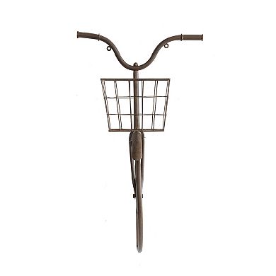 Storied Home Distressed Rust Bike Shaped Metal Wall Decor with Basket