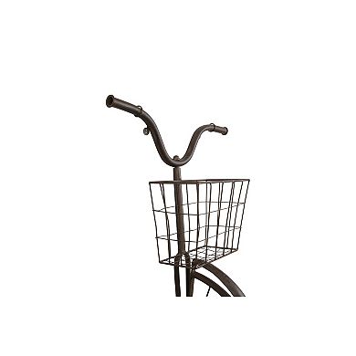 Storied Home Distressed Rust Bike Shaped Metal Wall Decor with Basket