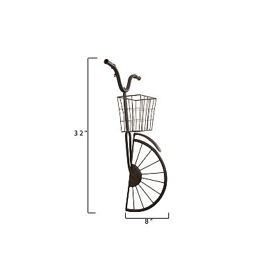 Storied Home Distressed Rust Bike Shaped Metal Wall Decor with Basket