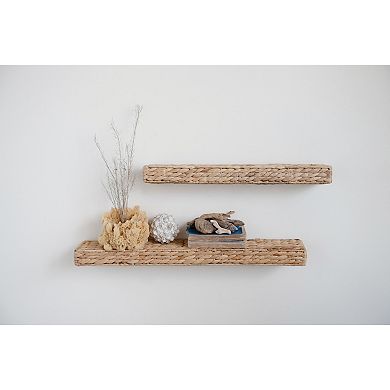 Storied Home Handwoven Water Hyacinth 23.5" Wall Shelf