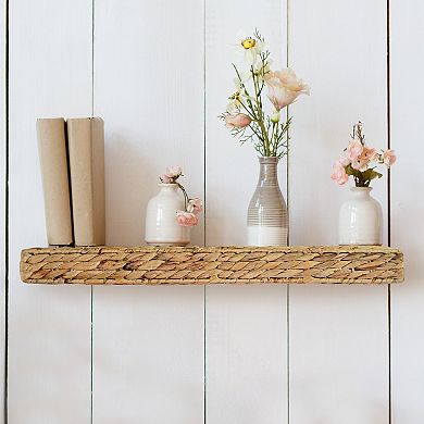 Storied Home Handwoven Water Hyacinth 23.5" Wall Shelf