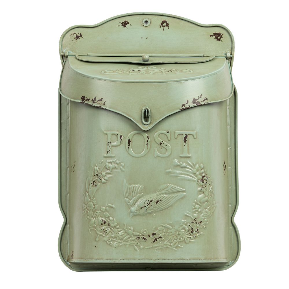 Storied Home Embossed Distressed Finish Metal Post Box