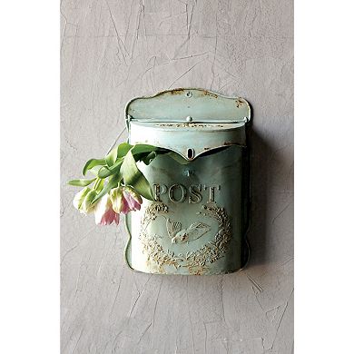 Storied Home Embossed Distressed Finish Metal Post Box