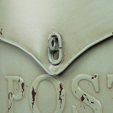 Storied Home Embossed Distressed Finish Metal Post Box