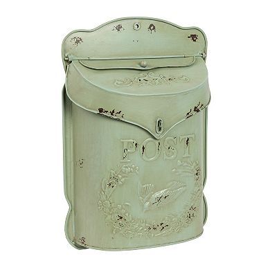 Storied Home Embossed Distressed Finish Metal Post Box