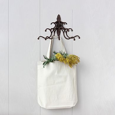 Storied Home Antique Decorative Cast Iron Multi Hook Wall Hanger with 15 Hooks