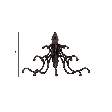 Storied Home Antique Decorative Cast Iron Multi Hook Wall Hanger with 15 Hooks