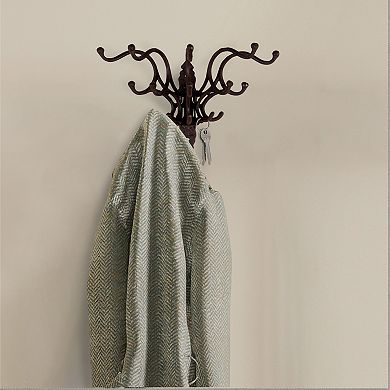 Storied Home Antique Decorative Cast Iron Multi Hook Wall Hanger with 15 Hooks