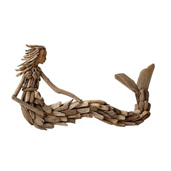 Storied Home Driftwood Sitting Mermaid Wall Decor