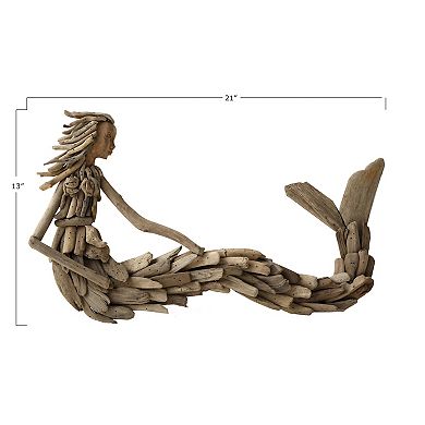 Storied Home Driftwood Sitting Mermaid Wall Decor