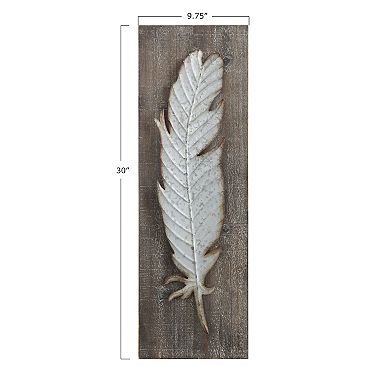 Storied Home Wood Wall Decor with Metal Feather