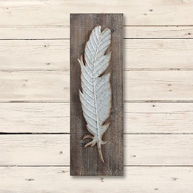 Storied Home Wood Wall Decor with Metal Feather