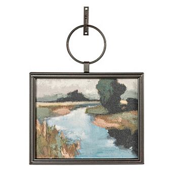 Storied Home Metal and Wood Framed Landscape Wall Art with Hanging Bracket