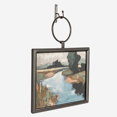 Storied Home Metal and Wood Framed Landscape Wall Art with Hanging Bracket