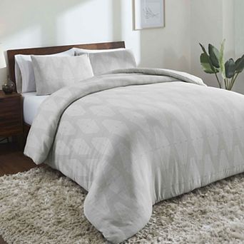 SUPERIOR Manali 3 pc Cotton Woven Breathable Geometric Comforter & Sham Set