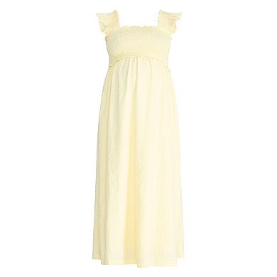 Maternity Motherhood® Sleeveless Ruffle Shoulder Smocked Dress