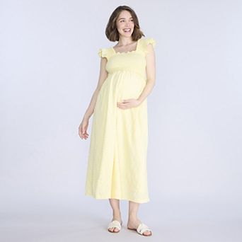 Maternity Motherhood® Sleeveless Ruffle Shoulder Smocked Dress