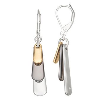 Nine West Tri-Tone Slender Shaky Drop Earrings