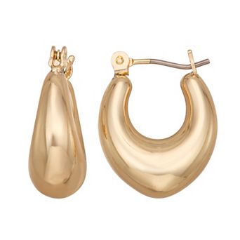 Nine West Gold Tone 18mm Puffy Hoop Earrings