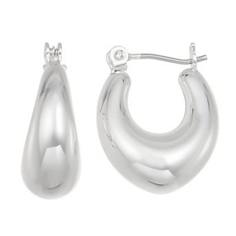 Nine West Gold Tone 18mm Puffy Hoop Earrings