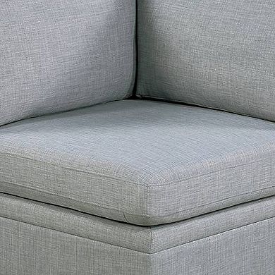 Gimy 37 Inch Modular Corner Sofa Chair, Light Gray Dorris Fabric, Wood