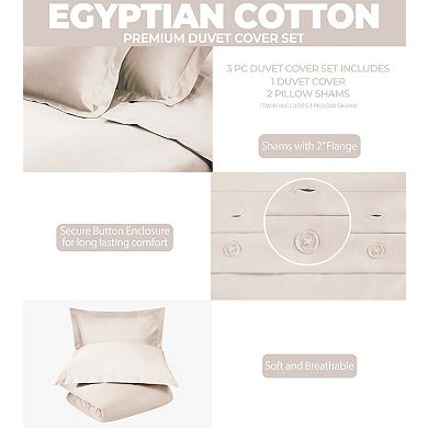 SUPERIOR 400 Thread Count Egyptian Cotton Solid Duvet Cover Set