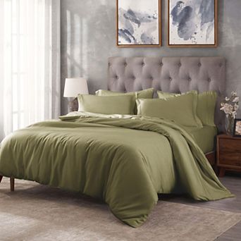 SUPERIOR 400 Thread Count Egyptian Cotton Solid Duvet Cover Set