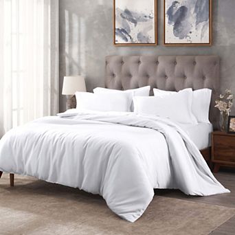 SUPERIOR 400 Thread Count Egyptian Cotton Solid Duvet Cover Set